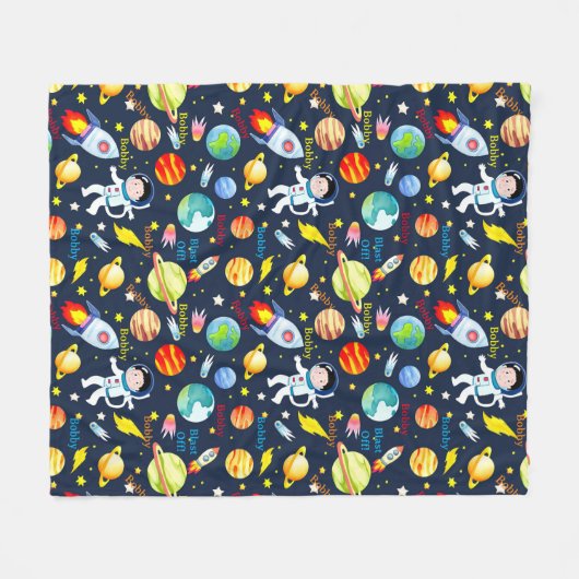 Couverture Polaire Astronaut Ajouter Nom Planètes de vaisseau spatial (Devant (Horizontal))