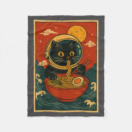 Couverture Polaire Astronaut Cat Ramen Japanese Graphic Tees Men Wome (Devant)