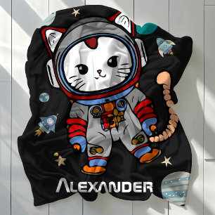 Couverture Polaire Astronaut personnalisé Cat Space Adventure pour en