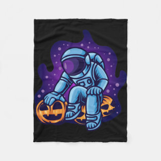 Couverture Polaire Astronaute avec citrouilles