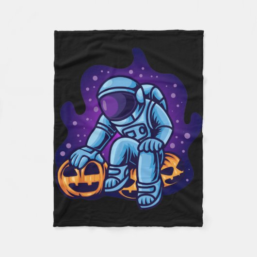 Couverture Polaire Astronaute avec citrouilles (Devant)