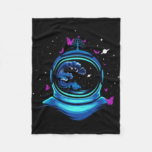 Couverture Polaire Astronaute avec papillon (Devant)