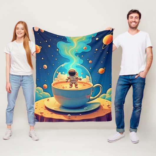 Couverture Polaire Astronaute Café Espace Art (En situation)