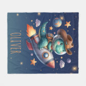 Couverture Polaire Astronaute Cow-boy Dinosaure Mignon Fusée Spatiale (Devant (Horizontal))