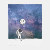Couverture Polaire Astronaute dans l'espace avec ballon de lune cosmo (Devant)