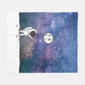 Couverture Polaire Astronaute dans l'espace avec ballon de lune cosmo (Devant (Horizontal))