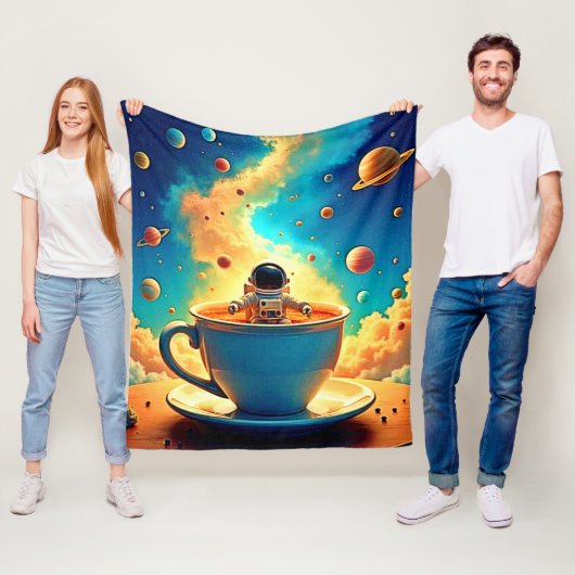 Couverture Polaire Astronaut's Coffee Cosmos Journey (En situation)