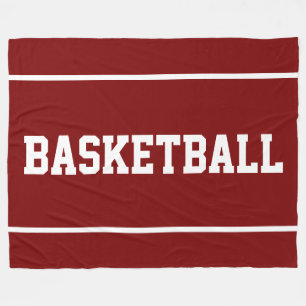 Couverture Polaire Athletic Fun BASKETBALL Text Stripes sur fond roug