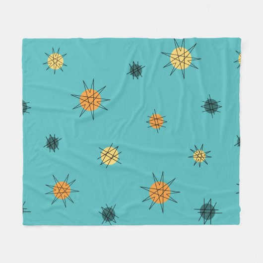 Couverture Polaire Atomic Age Starburst Planets Turquoise (Devant (Horizontal))