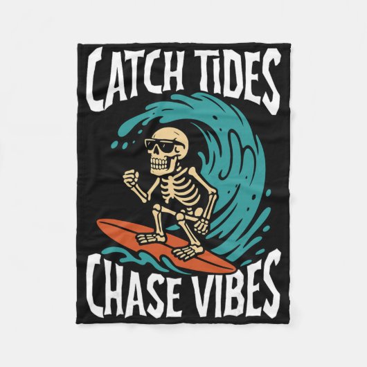 Couverture Polaire Attraper les marées Chasser les vibes Squelette Su (Devant)