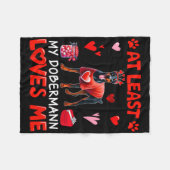Couverture Polaire Au moins mon Dobermann m'aimant Saint-Valentin Cél (Devant (Horizontal))