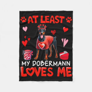 Couverture Polaire Au moins mon Dobermann m'aimant Saint-Valentin Cél