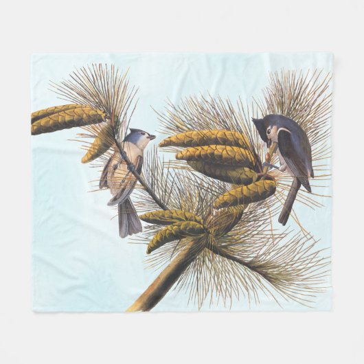 Couverture Polaire Audubon Crested Titmouse Birds in Pine Tree (Devant (Horizontal))