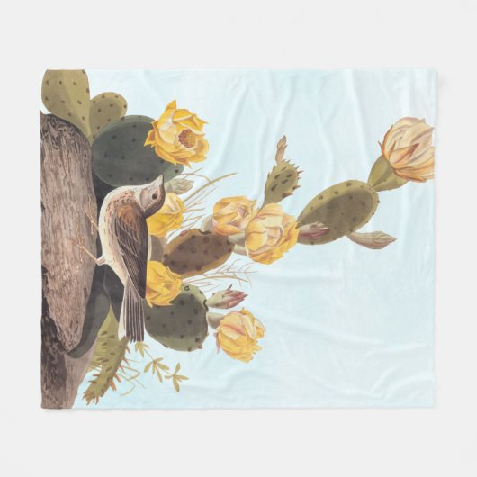 Couverture Polaire Audubon Vesper Sparrow et Prickly Pear Cactus (Devant (Horizontal))