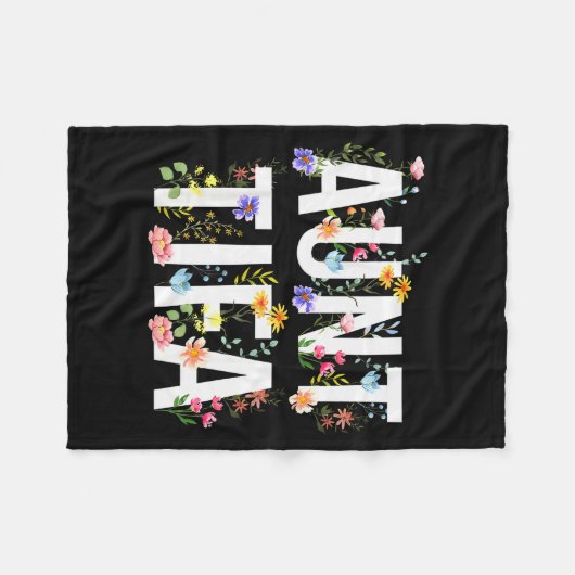 Couverture Polaire Aunt Tifa - Retro Wildflowers Floral Feminist Mom (Devant (Horizontal))