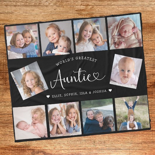 Couverture Polaire Auntie Photo Collage Script Cute Heart Modern