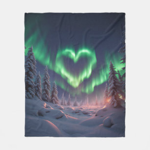 Couverture Polaire Aurora boréale en forme de coeur
