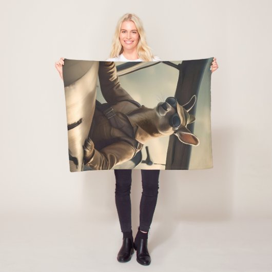 Couverture Polaire Aussie Kangaroo Avion Pilote, (En situation)