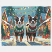 Couverture Polaire Australian Cattle Dogs Christmas Snow Holiday (Devant (Horizontal))
