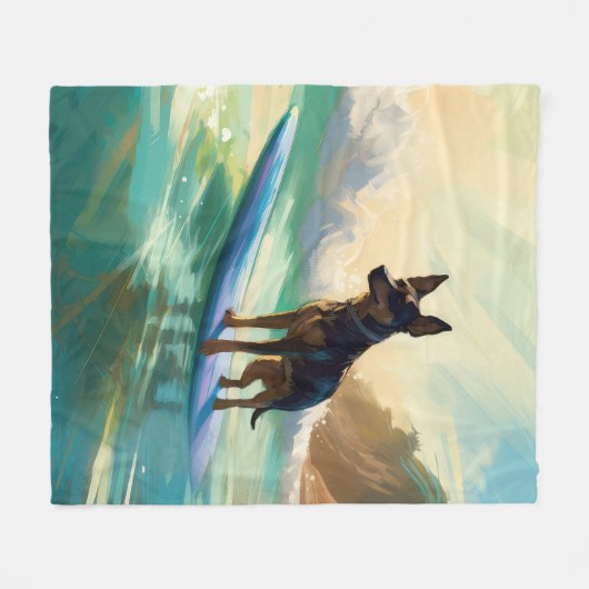 Couverture Polaire Australian Kelpie Beach Surf Paining (Devant (Horizontal))
