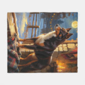 Couverture Polaire Australian Kelpie With Christmas Lights Holiday (Devant (Horizontal))