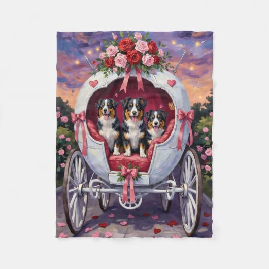 Couverture Polaire Australian Shepherd Dog Valentine's Day  (Devant)