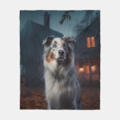 Couverture Polaire Australian Shepherd Halloween Épouvantable (Devant)