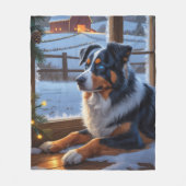 Couverture Polaire Australian Shepherd With Christmas Lights Holiday (Devant)