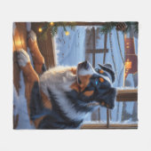 Couverture Polaire Australian Shepherd With Christmas Lights Holiday (Devant (Horizontal))