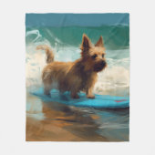 Couverture Polaire Australian Terrier Beach Surfing Paining (Devant)