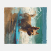 Couverture Polaire Australian Terrier Beach Surfing Paining (Devant (Horizontal))