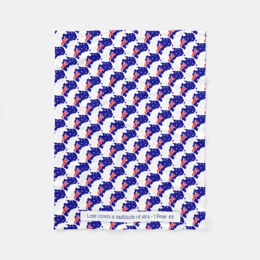 Couverture Polaire AUSTRALIE Écriture chrétienne COUVRE L'AMOUR (Devant)