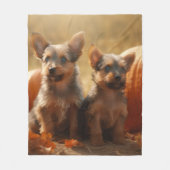 Couverture Polaire Australien Terrier Chiot Automne Citrouille de pla (Devant)