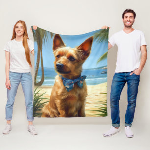 Couverture Polaire Australien Terrier On Beach amoureux des chiens ca