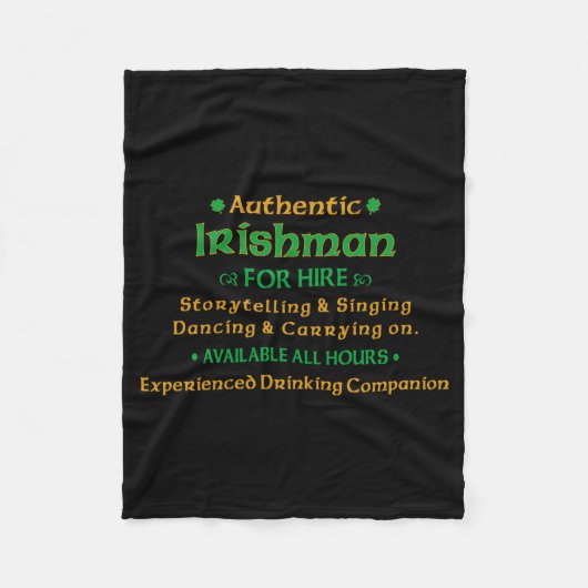 Couverture Polaire Authentic Irishman For Hire Funny T Shirt  (Devant)