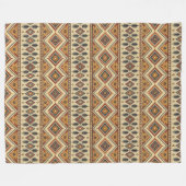 Couverture Polaire Authentic Tribal Bold Ethnic Motif cuivré bleu (Devant (Horizontal))