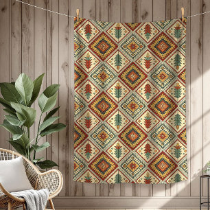 Couverture Polaire Authentic Tribal Bold Ethnic Motif vert cuivre