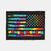 Couverture Polaire Autism American Flag Tie Dye Sensibilisation sur l (Devant (Horizontal))