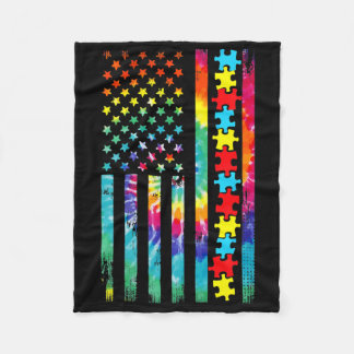 Couverture Polaire Autism American Flag Tie Dye Sensibilisation sur l