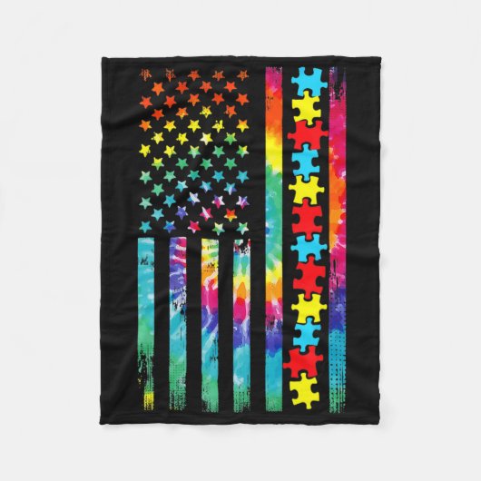Couverture Polaire Autism American Flag Tie Dye Sensibilisation sur l (Devant)
