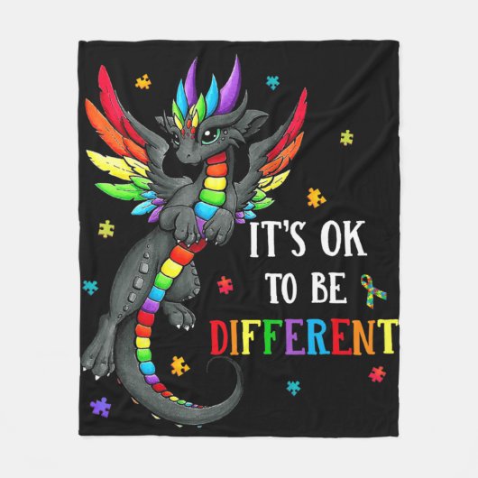 Couverture Polaire Autism Awareness Day Dragon Gift It's Ok To Be Dif (Devant)