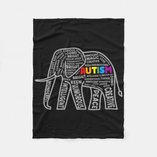 Couverture Polaire Autism Awareness Elephant Tygraphy T Shirt (Devant)