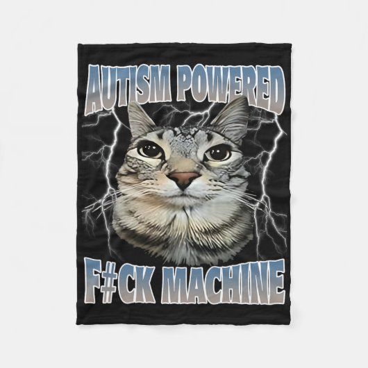 Couverture Polaire Autisme Alimenté F#ck Machine Drôle Mème Chat Auti (Devant)