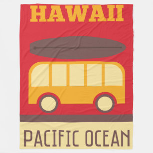 Couverture Polaire Autobus surfant hawaïen