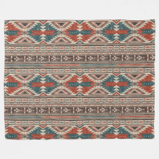 Couverture Polaire Autochtone Motif d'Amérique Tribale Indien (Devant (Horizontal))