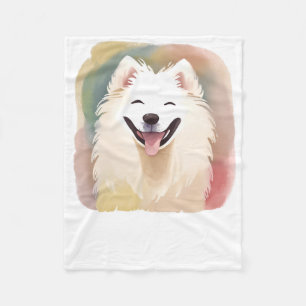 Couverture Polaire Autocollant de chien Samoyède aquarelle1
