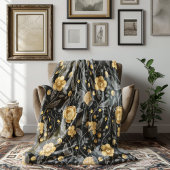 Couverture Polaire Automne Art Nouveau Vin Floral Jaune