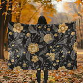 Couverture Polaire Automne Art Nouveau Vin Floral Jaune