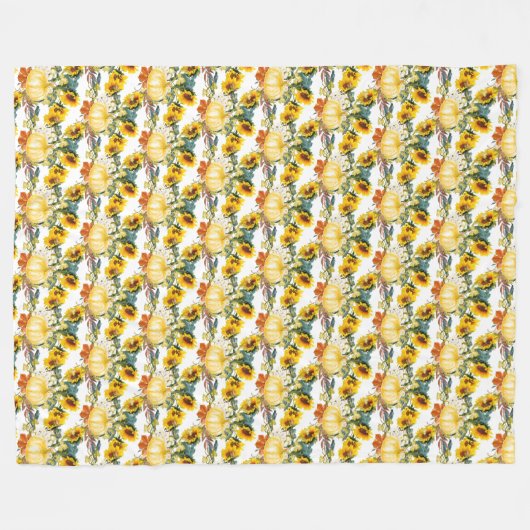 Couverture Polaire Automne automne Feuilles Citrouille et tournesol c (Devant (Horizontal))