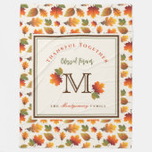 Couverture Polaire Automne/Automne Feuilles Famille Monogramme Action (Devant)